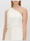 Max Mara One Shoulder Satin Floor-length Dress In White