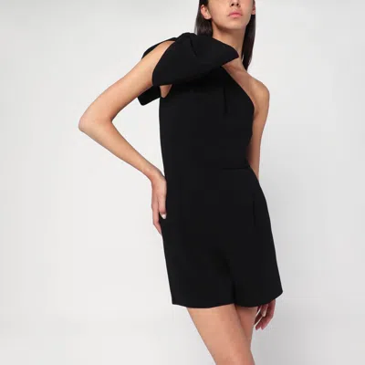 MAX MARA MAX MARA PIANOFORTE ONE-SHOULDER SHORT JUMPSUIT IN BLACK CADY