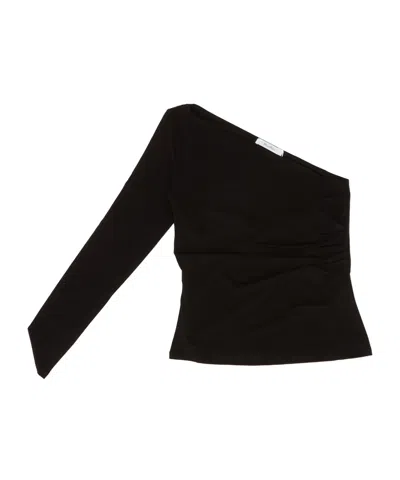 Max Mara One Shoulder T-shirt In Black
