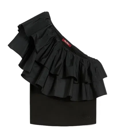 Max Mara One Shoulder Top In Black