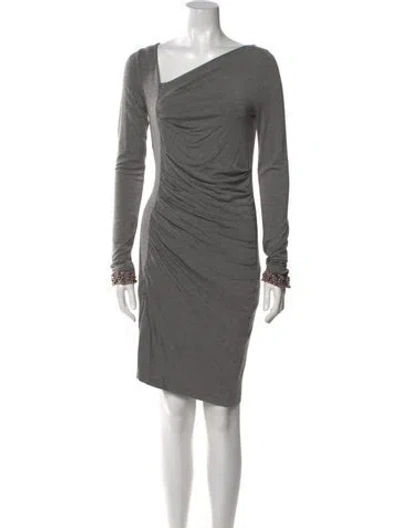 Pre-owned Max Mara One-shoulder Knee-length Dress In Gray