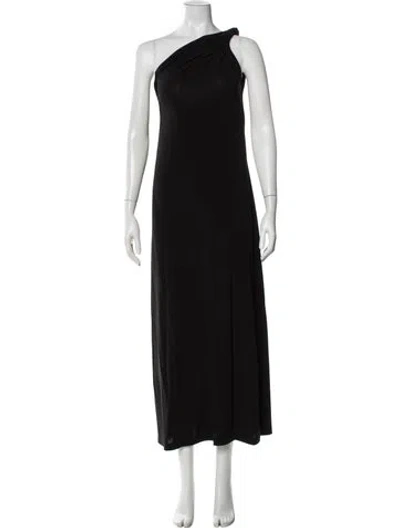 Pre-owned Max Mara One-shoulder Long Dress In Black