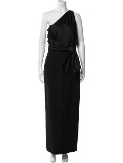 Pre-owned Max Mara One-shoulder Long Dress In Black