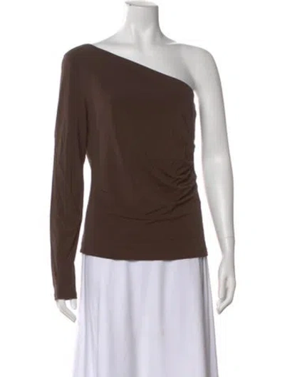 Pre-owned Max Mara One-shoulder Long Sleeve Top In Brown