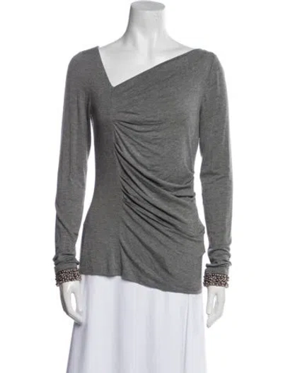 Pre-owned Max Mara One-shoulder Long Sleeve Top In Gray