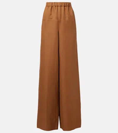 Max Mara Weite Hose Onore Aus Leinen Und Seide In Braun
