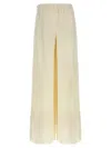 Max Mara Elastic Waistband Lightweight Wide Leg Trousers In Nude
