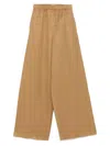 Max Mara Pantalone Ampio In Seta E Lino In Brown