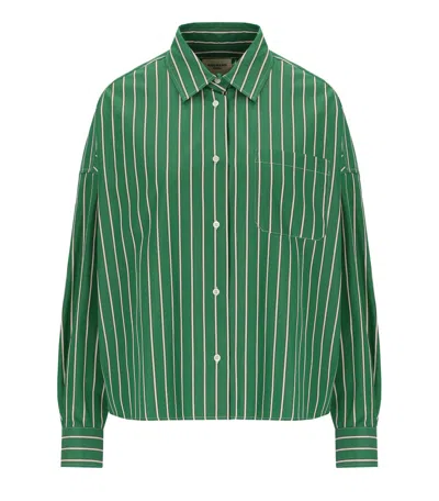 Max Mara Onore White Green Striped Shirt