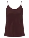 Max Mara Draped Neckline Sleeveless Top With Spaghetti Straps In Brown