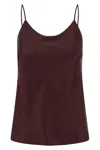 Max Mara Draped Neckline Sleeveless Top With Spaghetti Straps In Burgundy