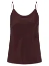 Max Mara Draped Neckline Sleeveless Top With Spaghetti Straps In Burgundy