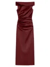 Max Mara Long Dress With Side Slit And Ruching In Brown
