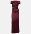 Max Mara Opaco Off-shoulder Maxi Dress In Burgundy