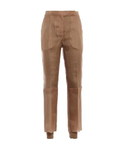 Max Mara Opale Logo Casual Pants In Brown