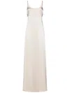Max Mara Open Back Satin Dress With Bow Detail In Neutrals