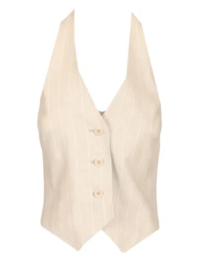 Max Mara Open Back Vest Jackets Beige