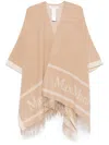 Max Mara Open-front Camel Jacket With Fringed Hem In Neutral