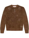 Max Mara Farea Embroidered Fishnet Sweater In Brown