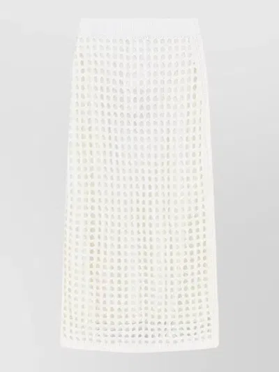 Max Mara Pure Cotton Webbing Mini Skirt With Elasticated Waist In White