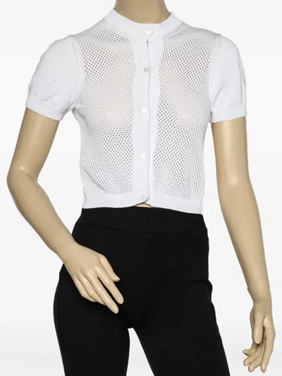 Pre-owned Max Mara Open-knit Short-sleeve Cardigan