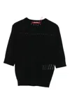 Max Mara Crewneck Metallic Thread Knitwear Sheer Short Sleeves In Black