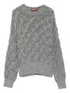 Max Mara Metallic Open-knit Crewneck Sweater In Gray