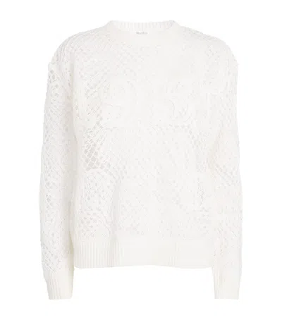 Max Mara Open-knit Sweater In White