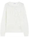 Max Mara Open-knit White Sweater With Textured Detail In Neutral