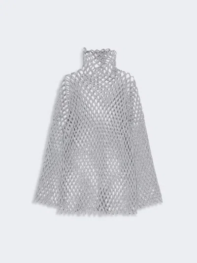Max Mara Open Mesh-knit Wool-blend Sweater In Gray