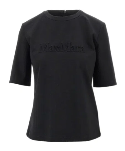 Max Mara Open-necked Black Shirt In Blue