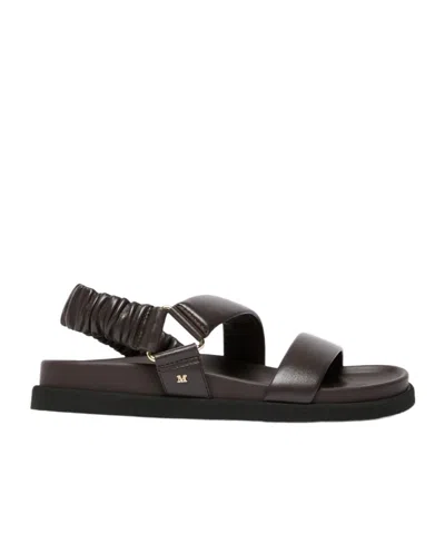 Max Mara Open Toe Flat Sandals In Brown