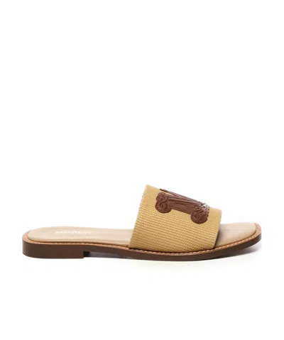 MAX MARA MAX MARA LOGO PATCH SLIP-ON SANDALS