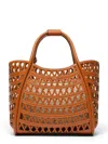 Max Mara Open-weave Handbag With Geometric Cutouts In Brown