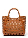 Max Mara Open-weave Handbag With Geometric Cutouts In Brown