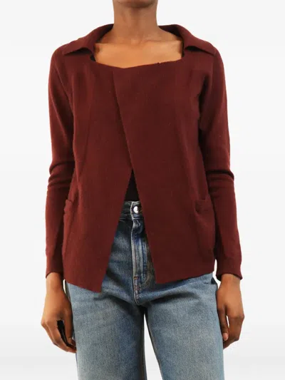 Pre-owned Max Mara Open-front Wool Cardigan In Red