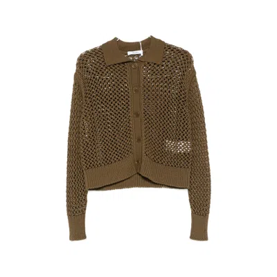 Max Mara Open-knit Button-up Cardigan In Green