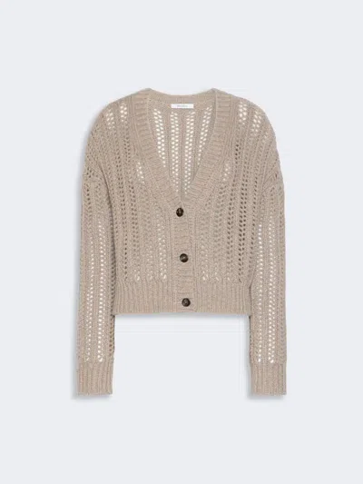 Max Mara Open-knit Cashmere Boxy Cardigan In Sand