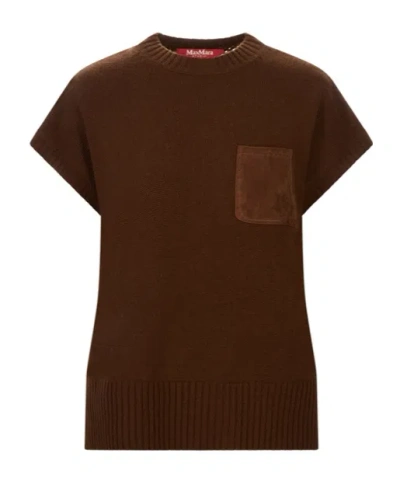 Max Mara Open-knit Nitted Top In Brown