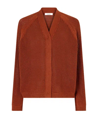 Max Mara Open-knit Silk-blend Cardigan In Red