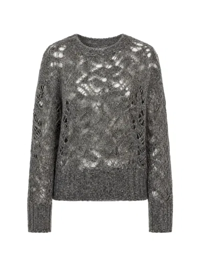 Max Mara Open-knit Sweater In Grey