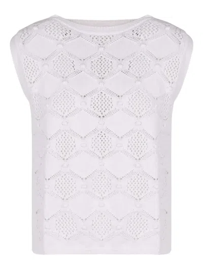 Max Mara Open-knit Top In White