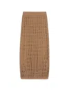 Max Mara Straight Cut Pure Cotton Webbing Skirt With Ribbed Waist In Brown