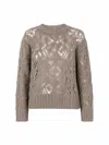 Max Mara Openwork Sequin-embroidered Cotton Sweater In Gray