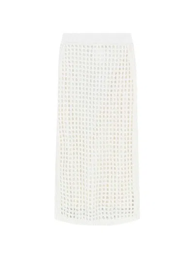 Max Mara Pure Cotton Webbing Mini Skirt With Elasticated Waist In White