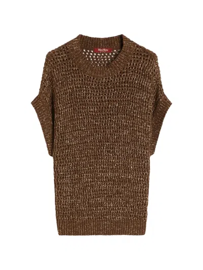Max Mara Crew Neck Knitted Sweater In Brown