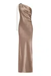 Max Mara Opera One Shoulder Dress In Brown