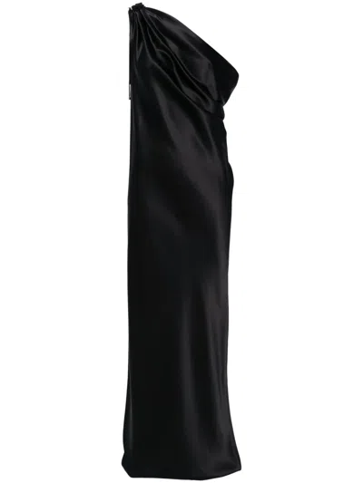 Max Mara Opera One-shoulder Silk Gown In Black