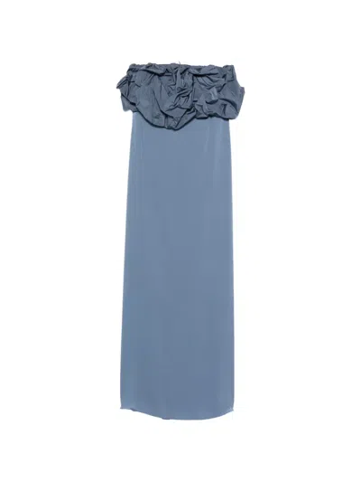 Max Mara Operoso Strapless Maxi Dress In Blue