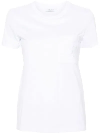 Max Mara Monogram-embroidered Cotton T-shirt In White